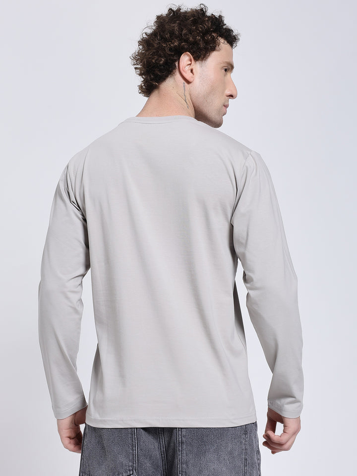 Men’s Solid Grey Full Sleeve Lycra T-Shirt