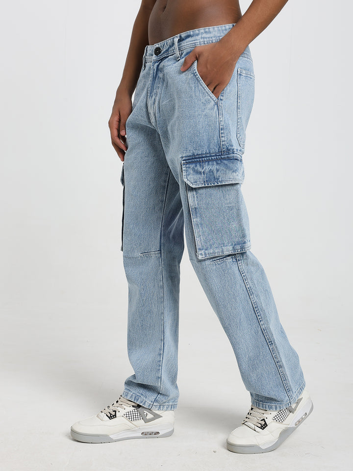 Men’s Light Blue Cargo Denim