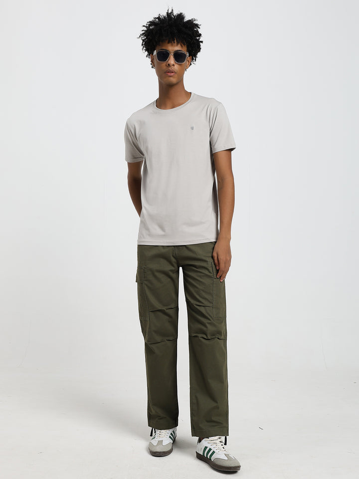 Men's Honeycomb weave straight fit olive cargo
