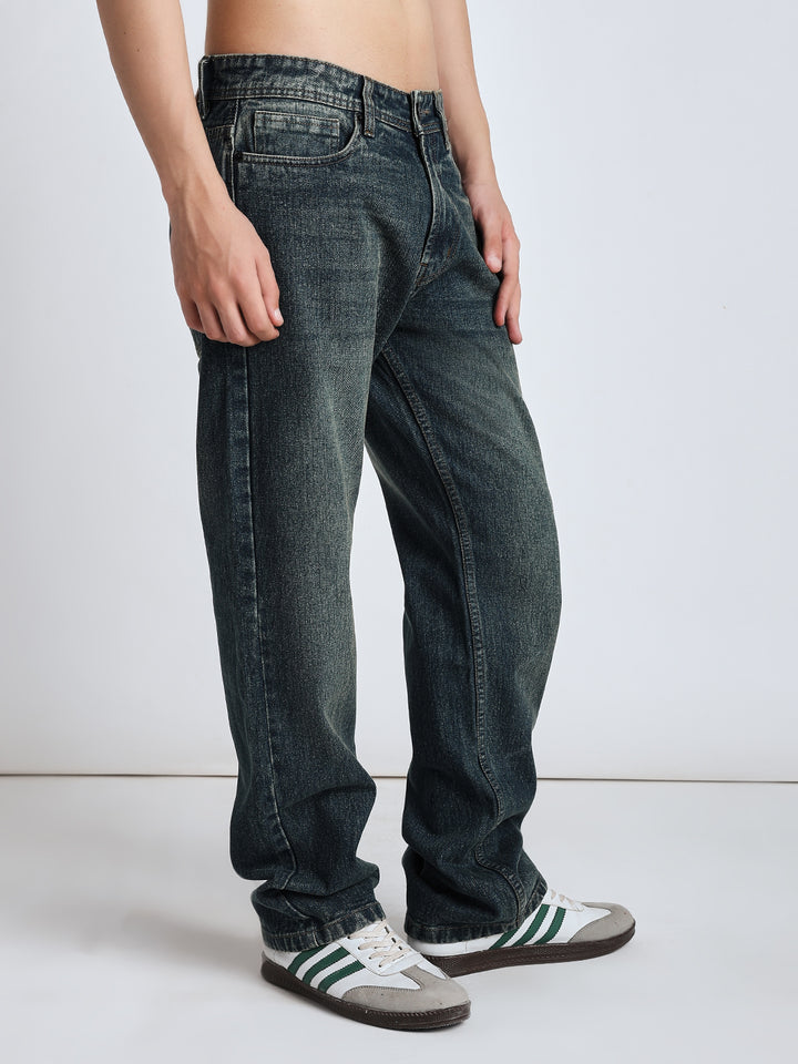 Green wash jeans