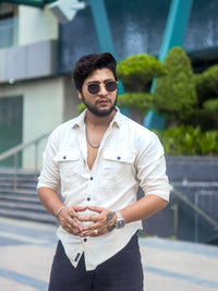 Men's Cream Oversized Corduroy Shirt