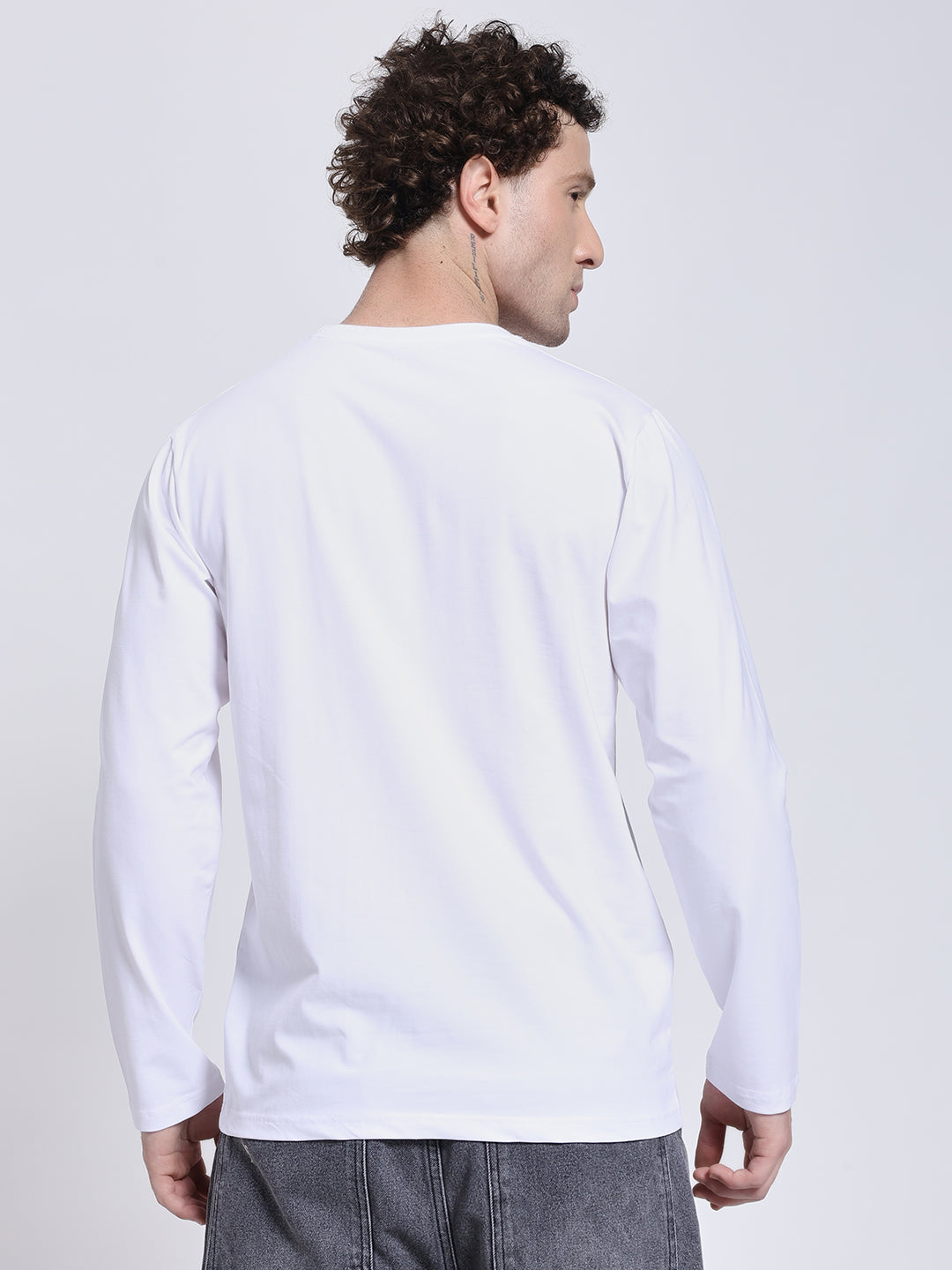 Men’s Solid White Full Sleeve Lycra T-Shirt