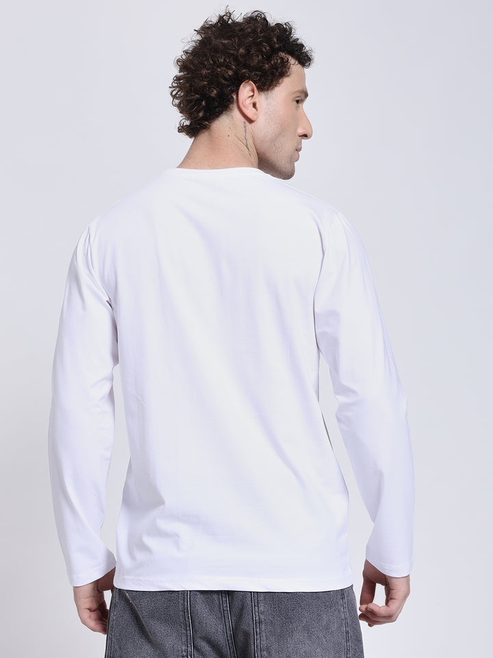 Men’s Solid White Full Sleeve Lycra T-Shirt