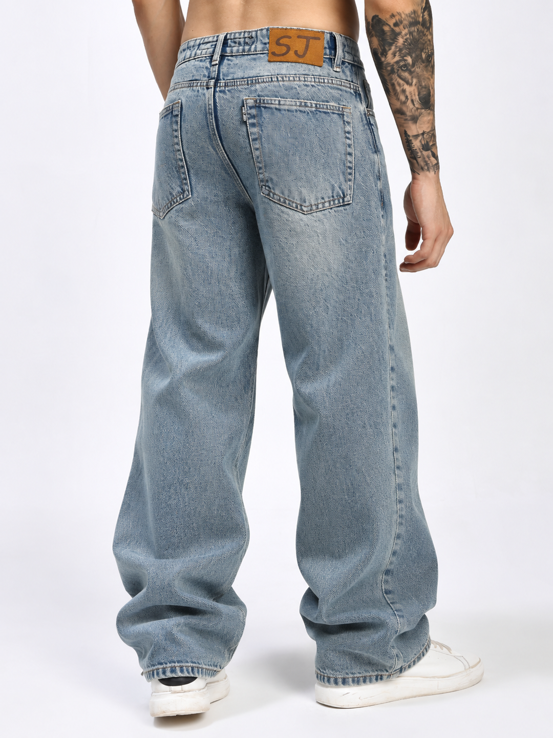 Men's Dusty Blue Baggy Fit Denim Jeans