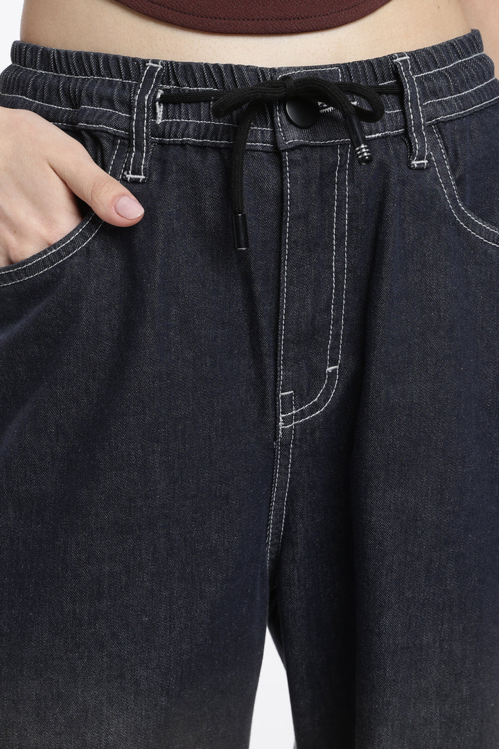 vintage wash jogger with a drawstring waistband on a plain background