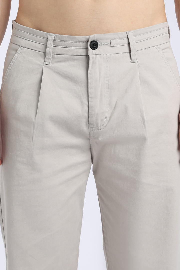 Men’s Cream Relaxed Fit Straight Leg Pants