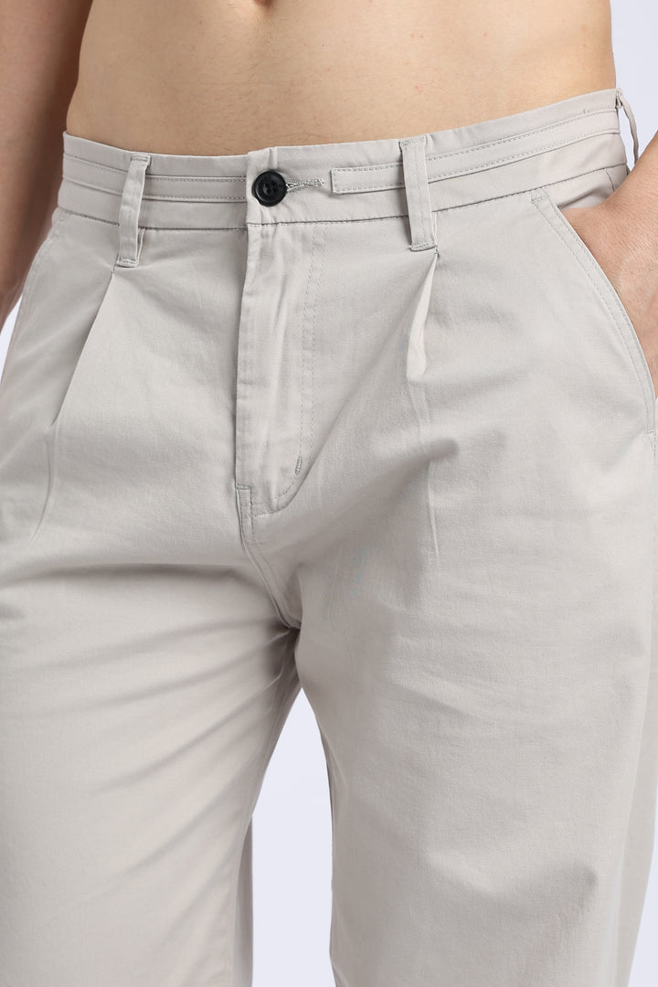 Men’s Cream Relaxed Fit Straight Leg Pants