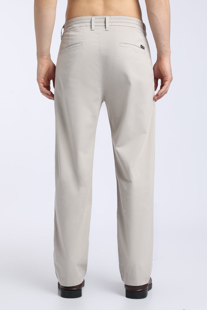 Men’s Cream Relaxed Fit Straight Leg Pants