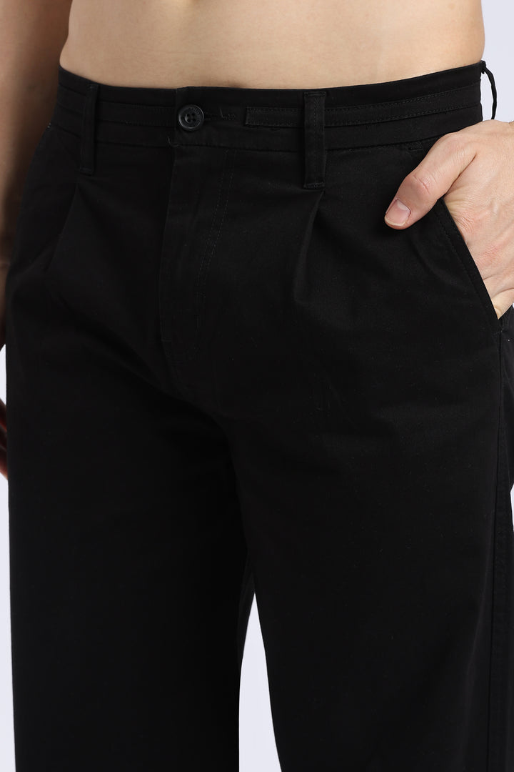 Men’s Black Relaxed Fit Straight Leg Pants