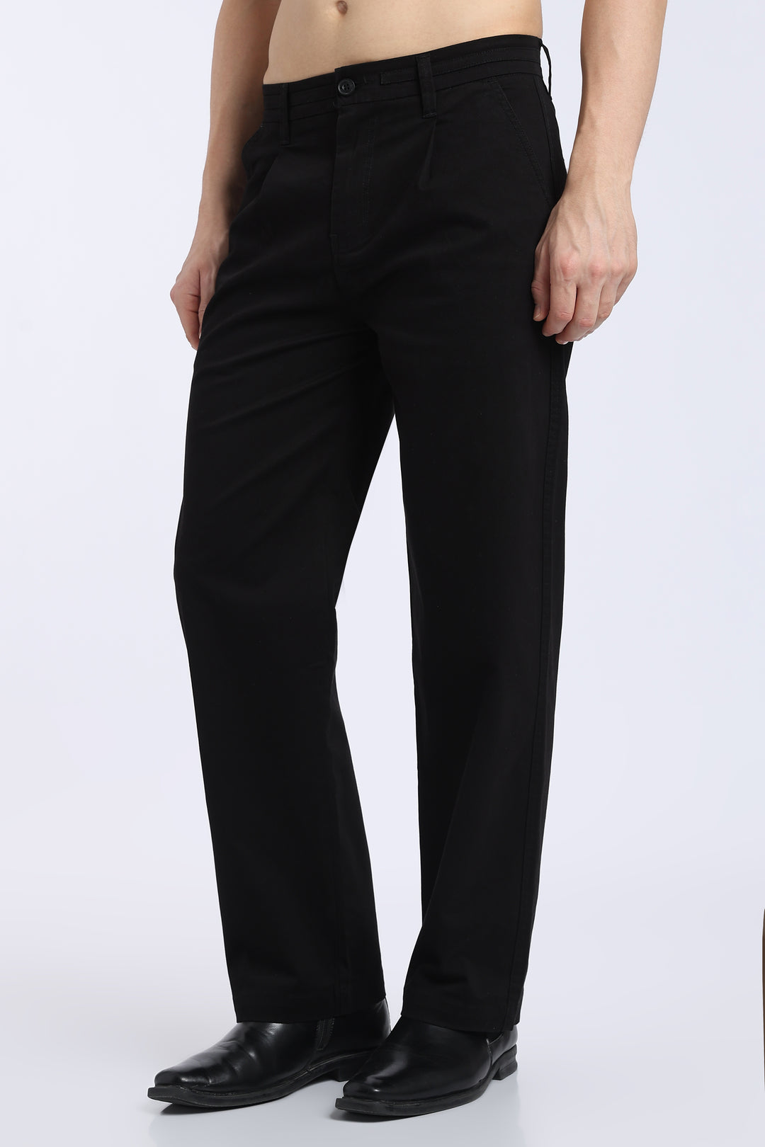 Men’s Black Relaxed Fit Straight Leg Pants