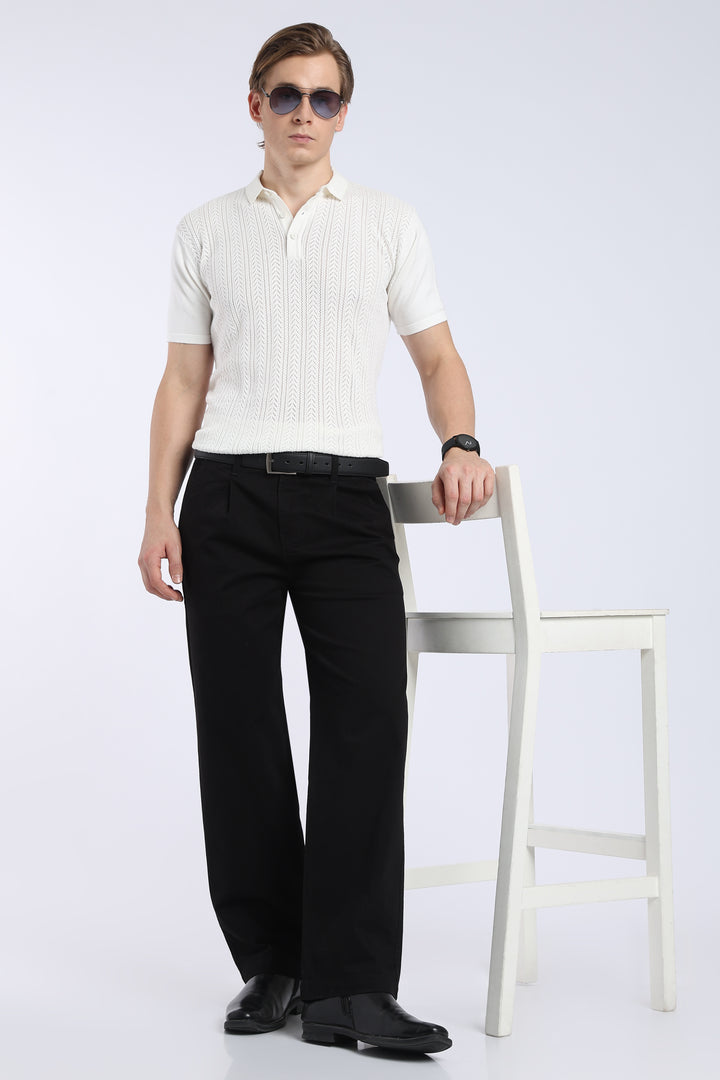 Men’s Black Relaxed Fit Straight Leg Pants