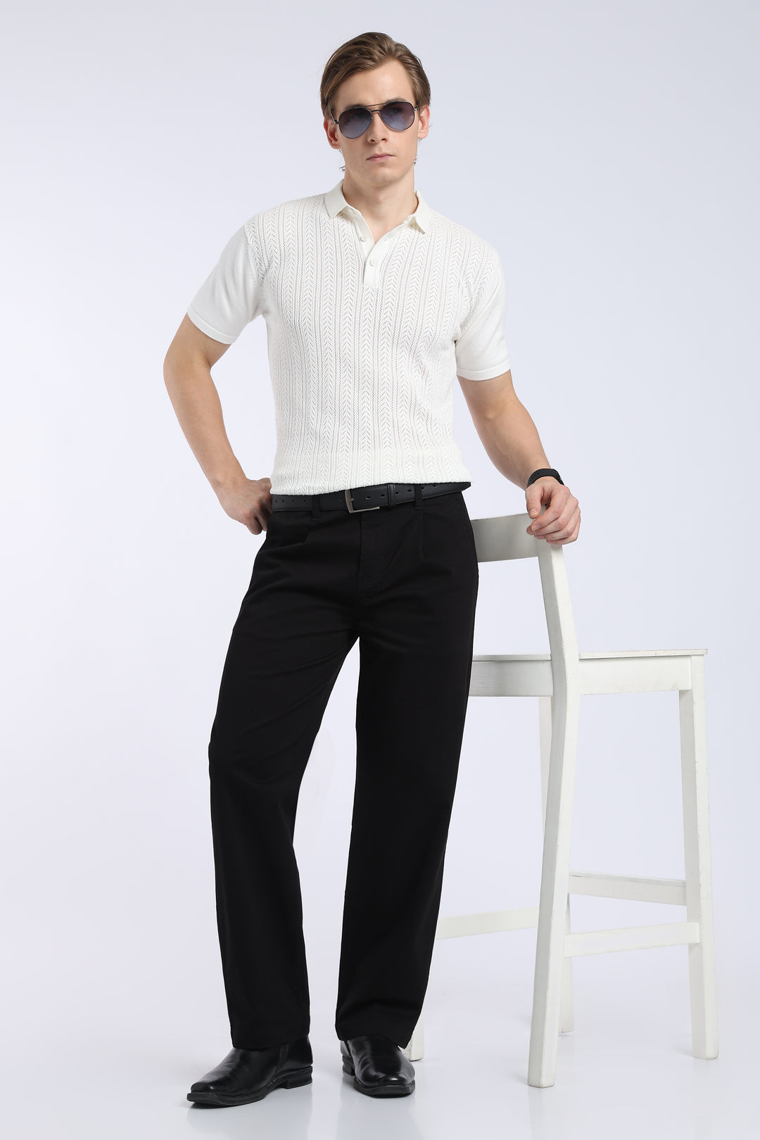 Men’s Black Relaxed Fit Straight Leg Pants