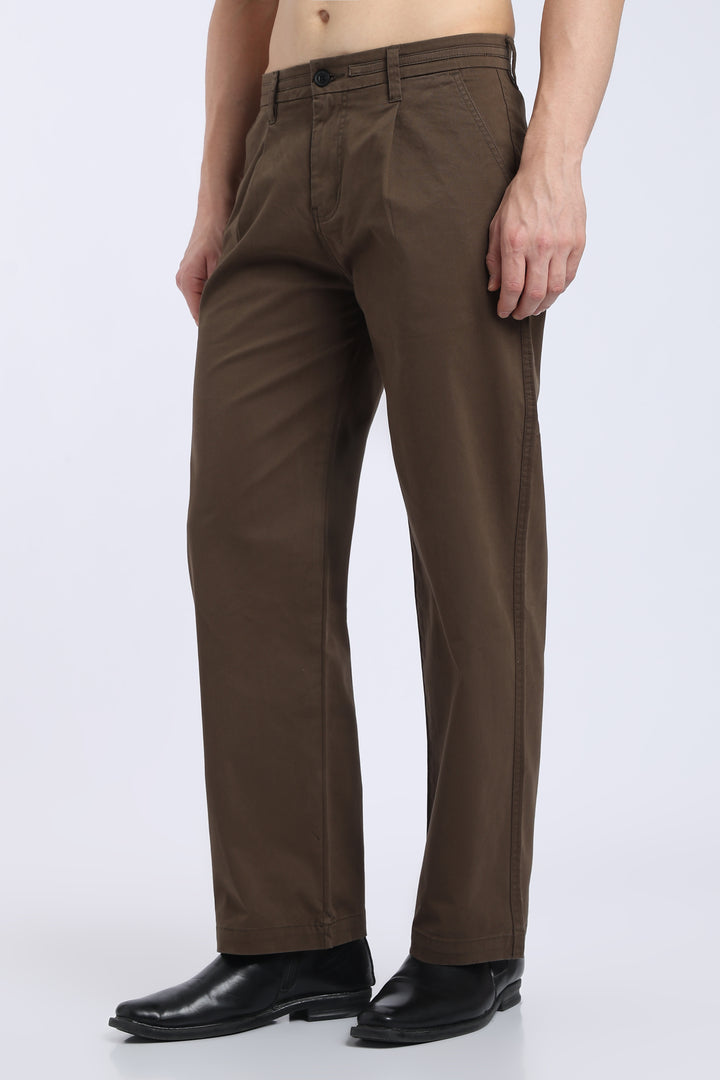 Men’s Woody Brown Relaxed Fit Straight Leg Pants