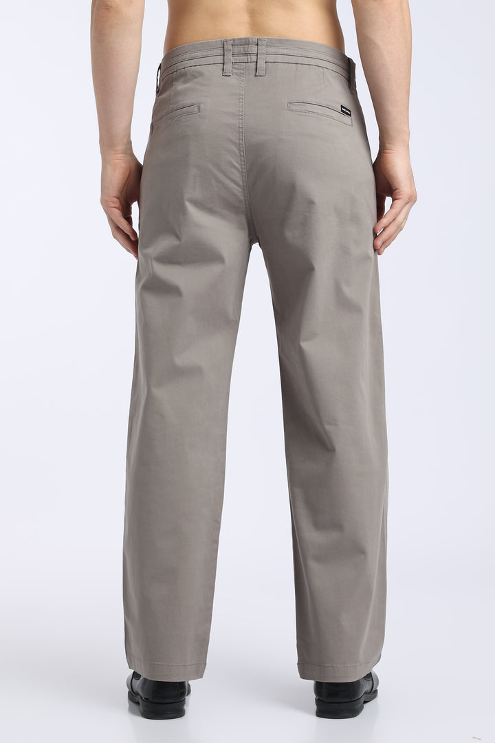 Men’s Warm Grey Relaxed Fit Straight Leg Pants