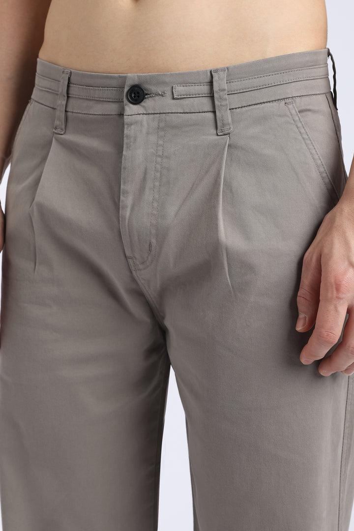 Men’s Warm Grey Relaxed Fit Straight Leg Pants