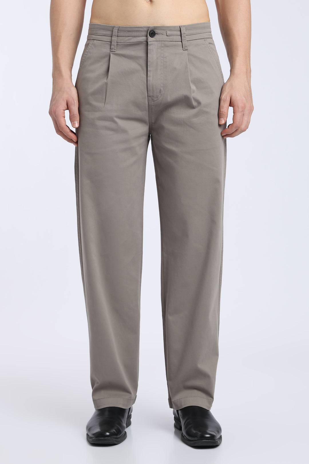 Men’s Warm Grey Relaxed Fit Straight Leg Pants