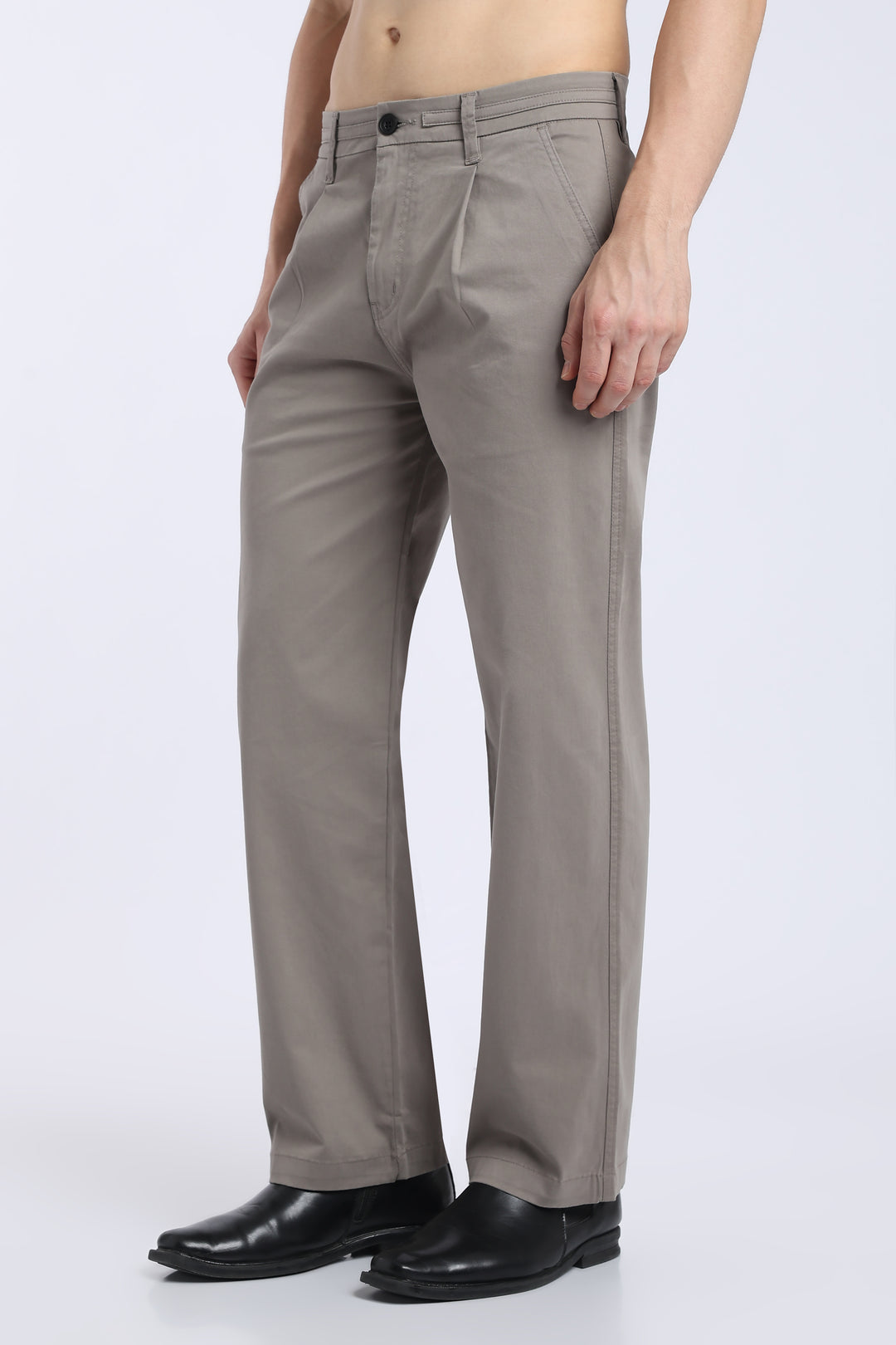 Men’s Warm Grey Relaxed Fit Straight Leg Pants