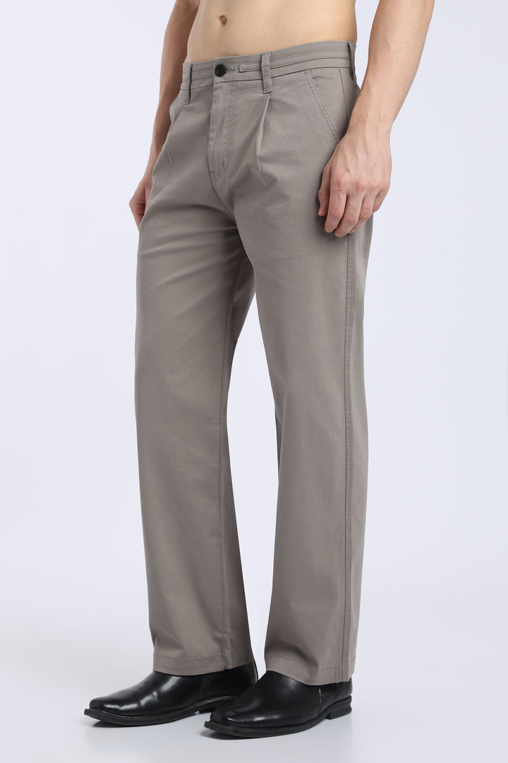 Men’s Warm Grey Relaxed Fit Straight Leg Pants