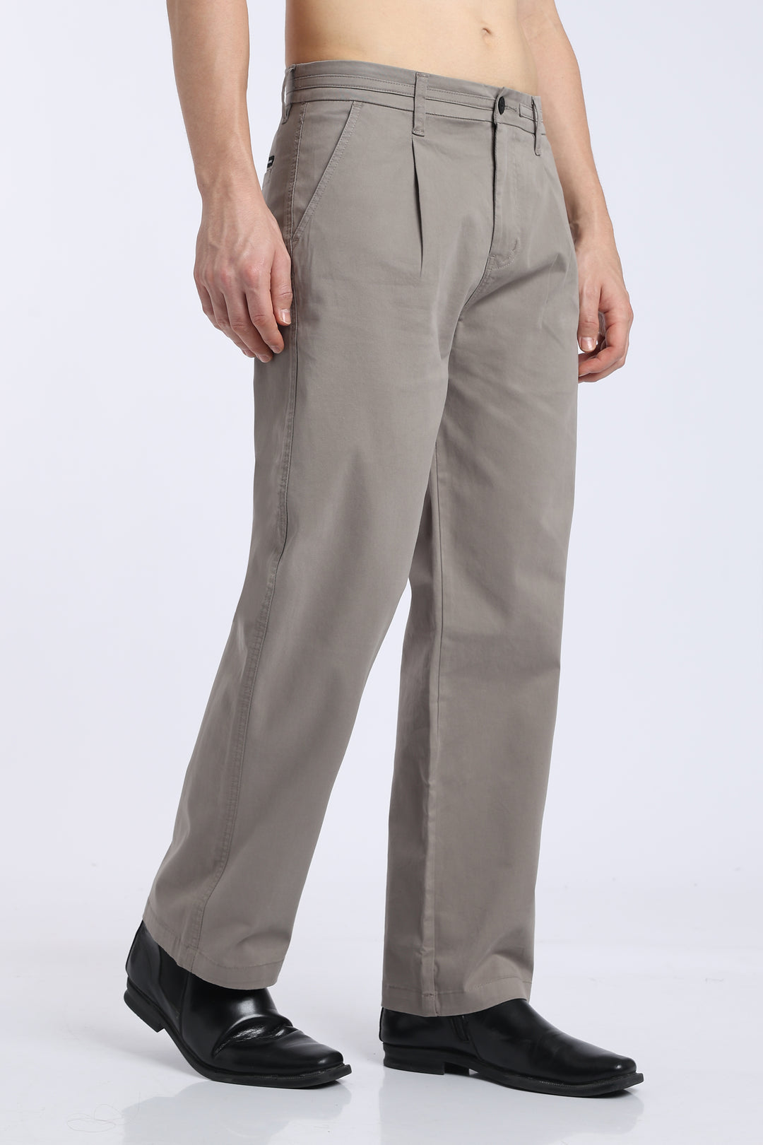 Men’s Warm Grey Relaxed Fit Straight Leg Pants