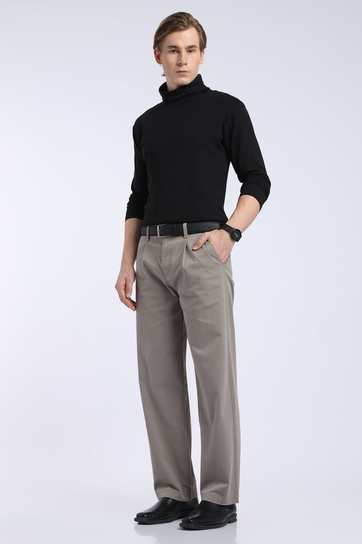 Men’s Warm Grey Relaxed Fit Straight Leg Pants