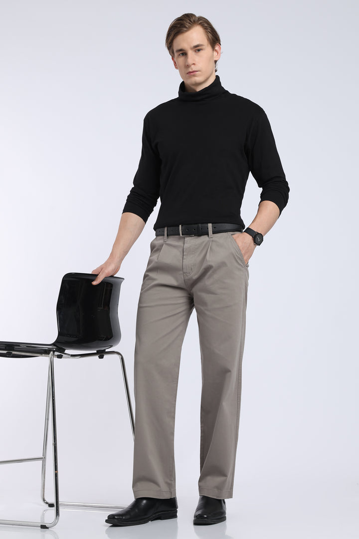 Men’s Warm Grey Relaxed Fit Straight Leg Pants