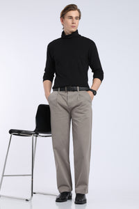 Men’s Warm Grey Relaxed Fit Straight Leg Pants