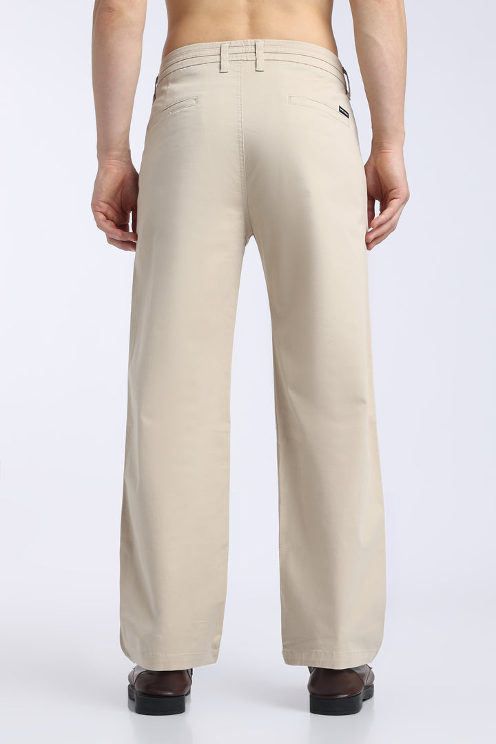 Men’s Beige Relaxed Fit Straight Leg Pants