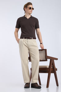 Men’s Beige Relaxed Fit Straight Leg Pants
