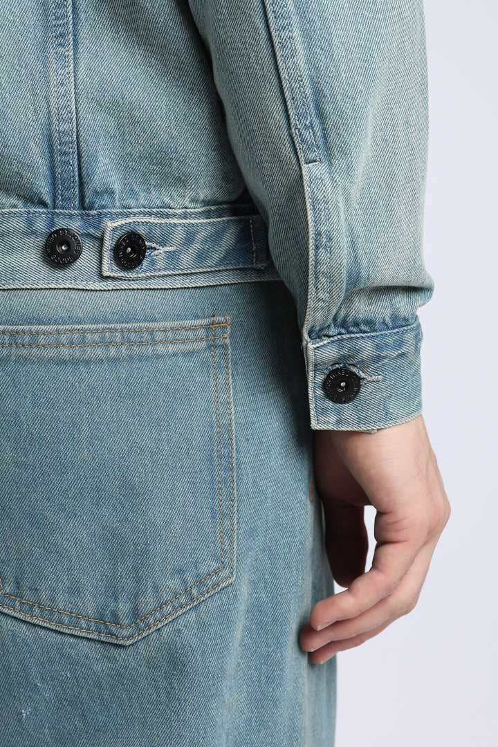 Men’s Vintage Washed Blue Denim Trucker Jacket
