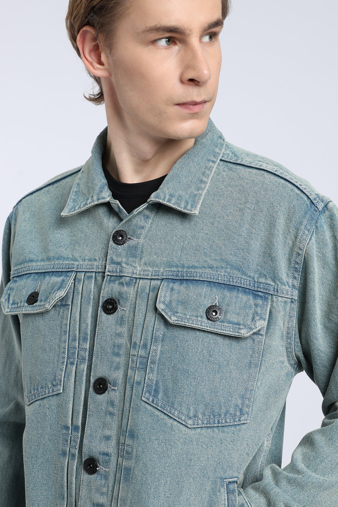 Men’s Vintage Washed Blue Denim Trucker Jacket