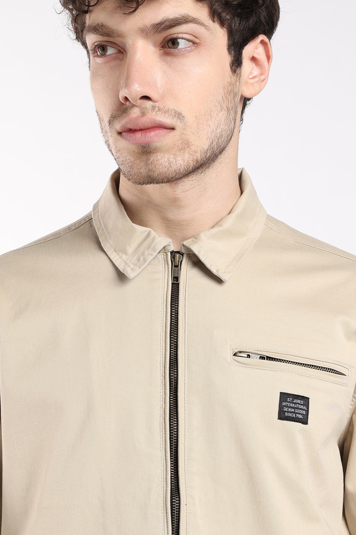 Men’s Almond Utility Zip Jacket
