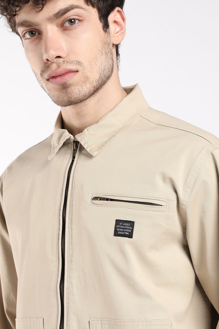 Men’s Almond Utility Zip Jacket
