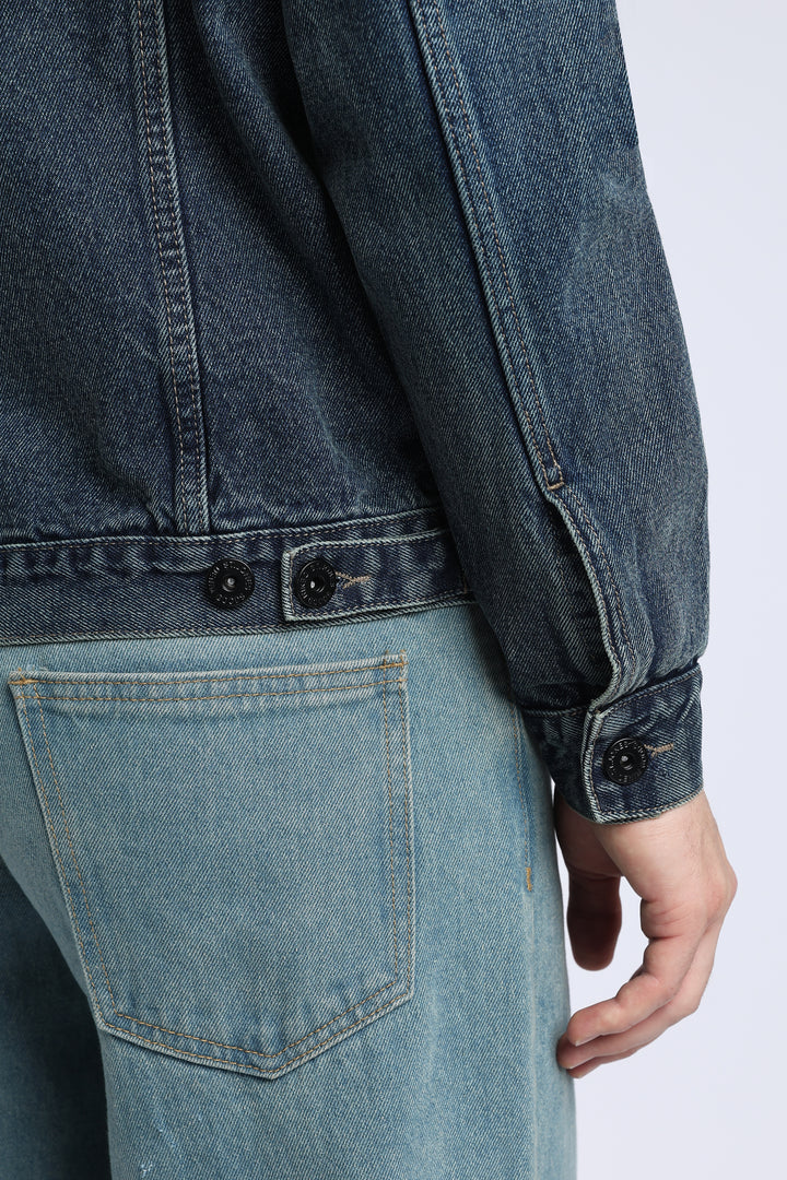 Men’s Dark Washed Blue Denim Trucker Jacket