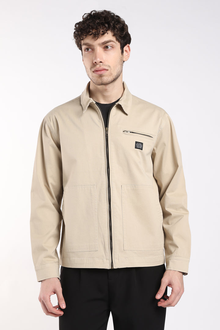 Men’s Almond Utility Zip Jacket