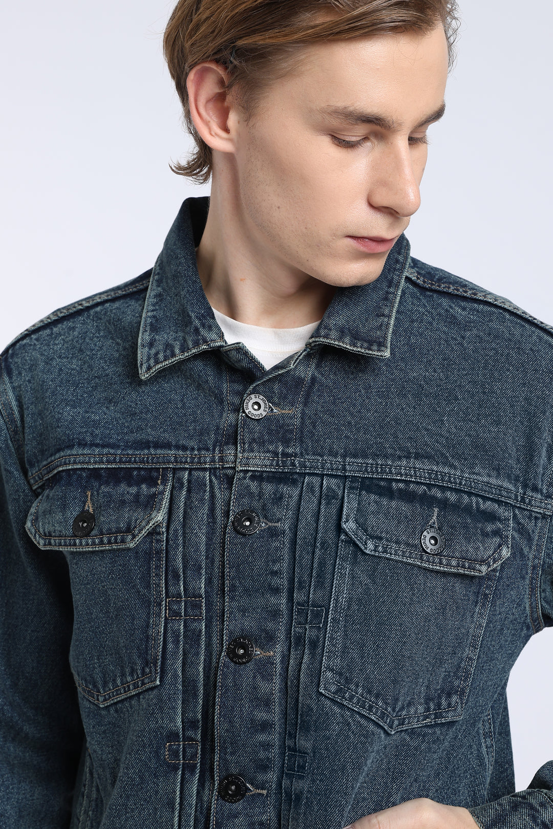 Men’s Dark Washed Blue Denim Trucker Jacket