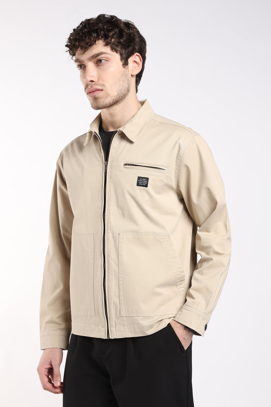 Men’s Almond Utility Zip Jacket