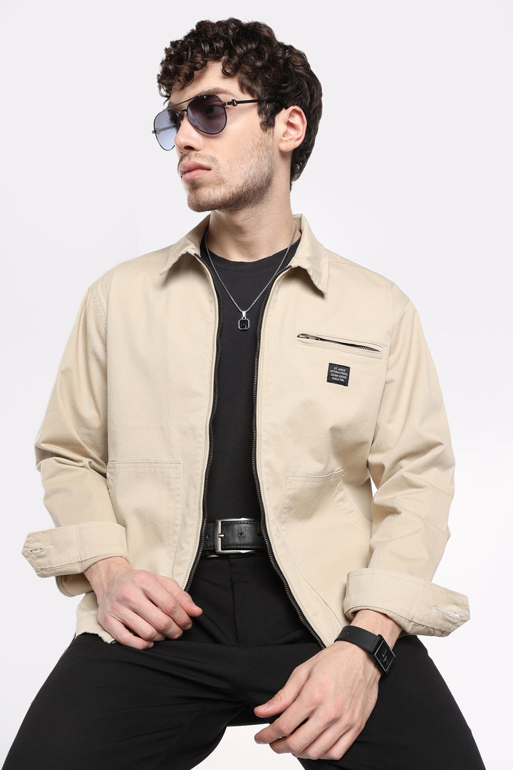 Men’s Almond Utility Zip Jacket