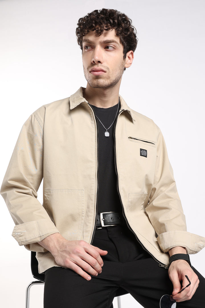 Men’s Almond Utility Zip Jacket
