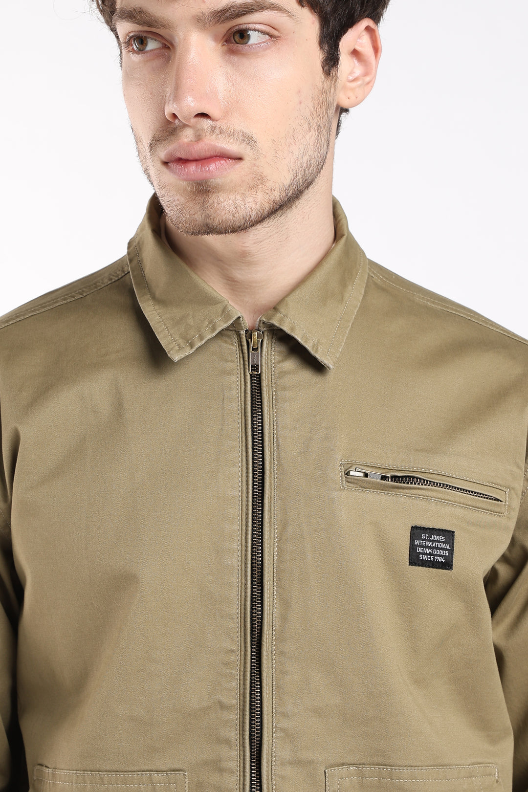 Men’s Olive Utility Zip Jacket