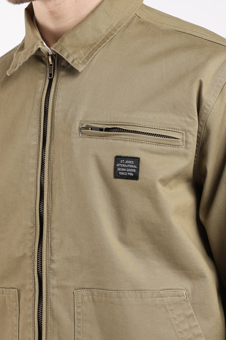 Men’s Olive Utility Zip Jacket
