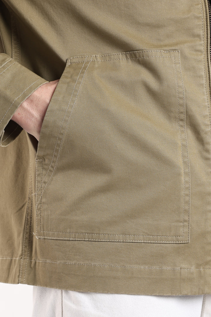 Men’s Olive Utility Zip Jacket