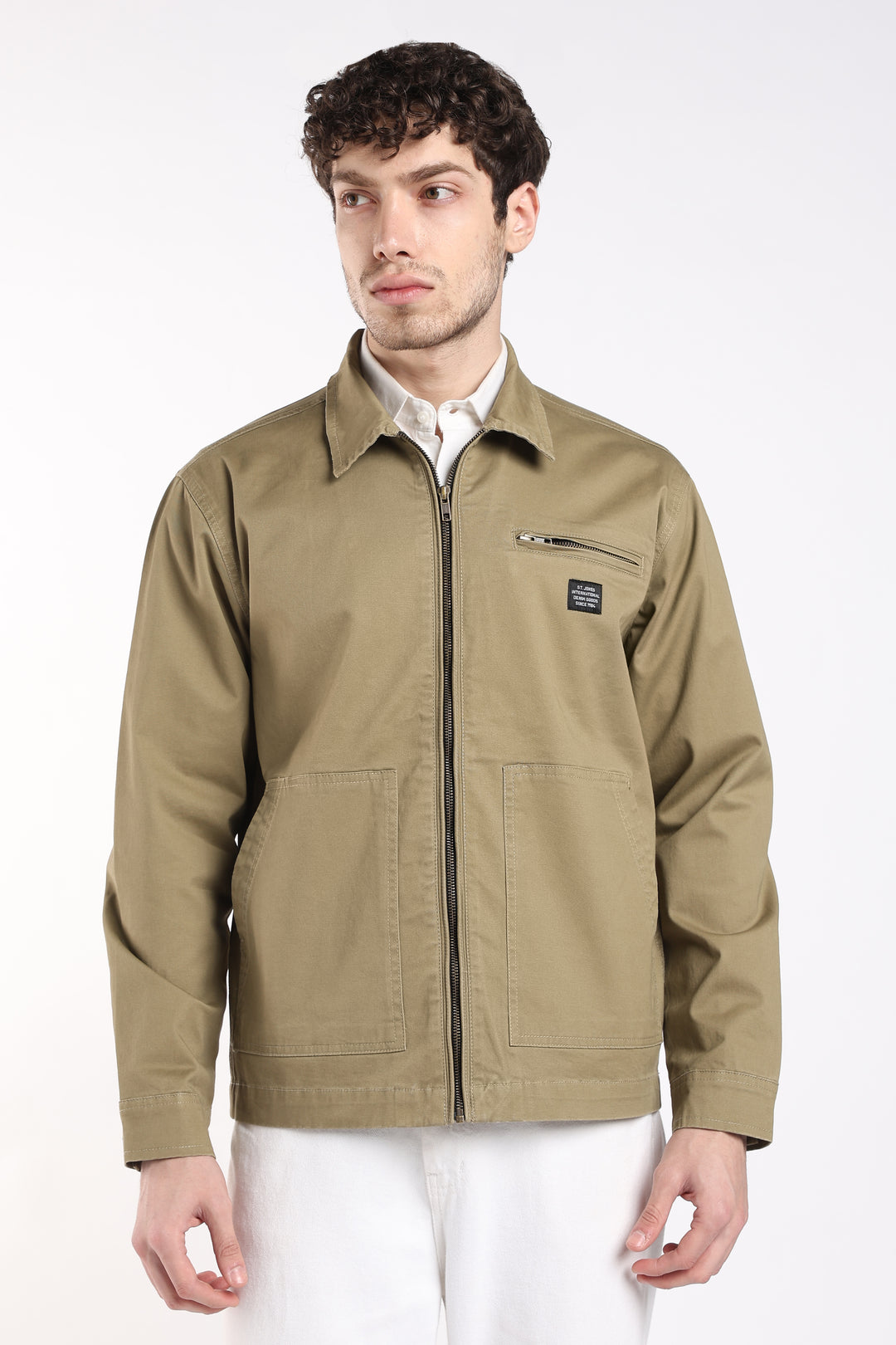Men’s Olive Utility Zip Jacket