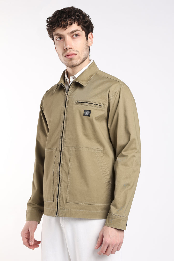 Men’s Olive Utility Zip Jacket