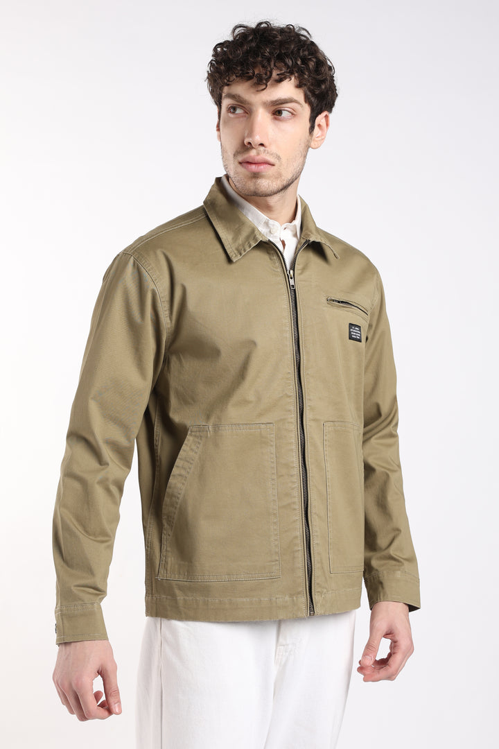Men’s Olive Utility Zip Jacket