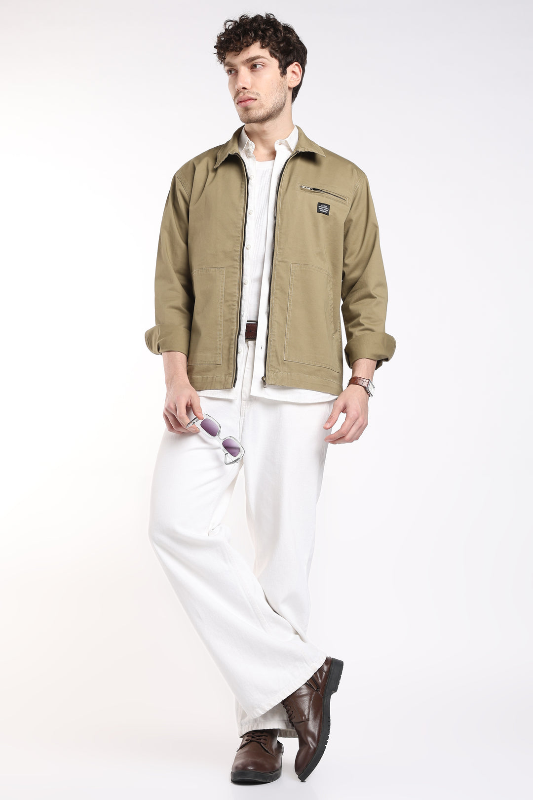 Men’s Olive Utility Zip Jacket