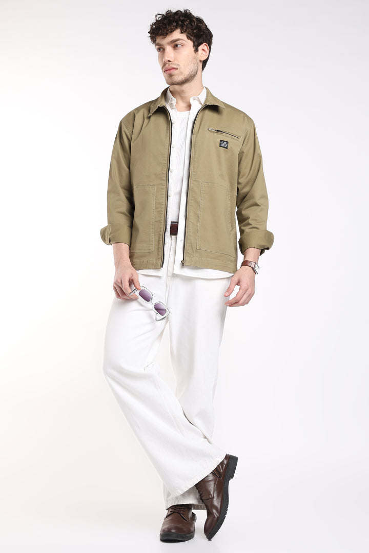 Men’s Olive Utility Zip Jacket