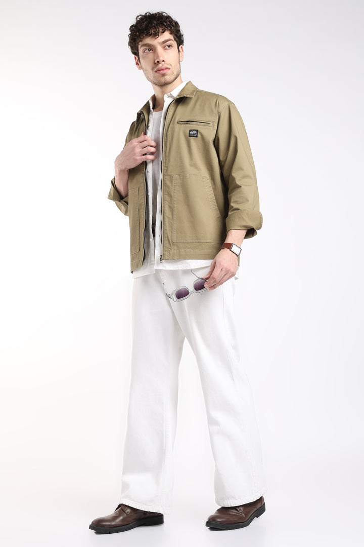 Men’s Olive Utility Zip Jacket