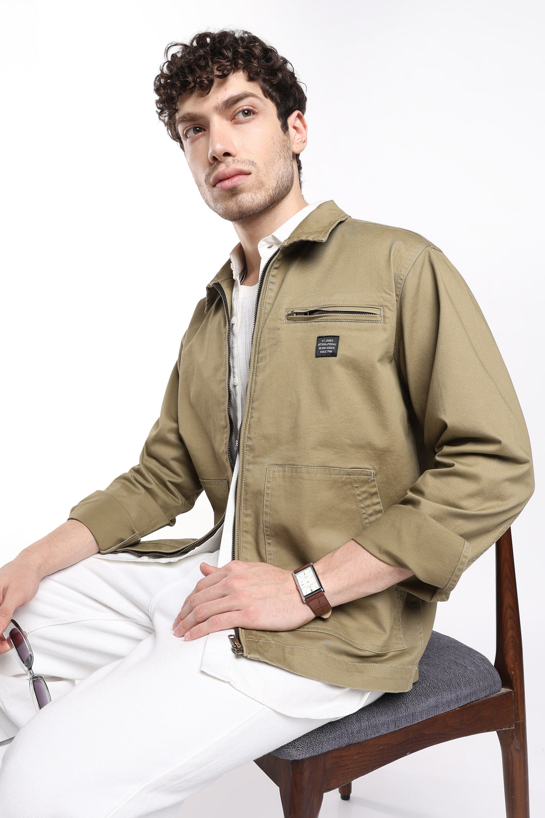 Men’s Olive Utility Zip Jacket