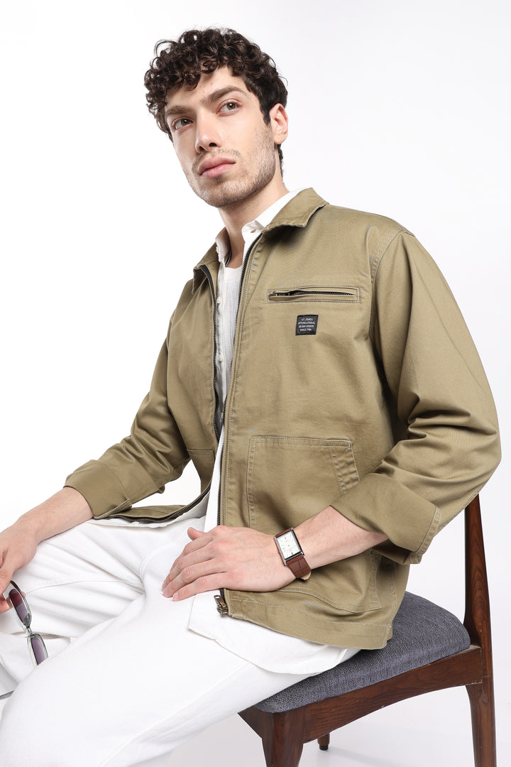 Men’s Olive Utility Zip Jacket