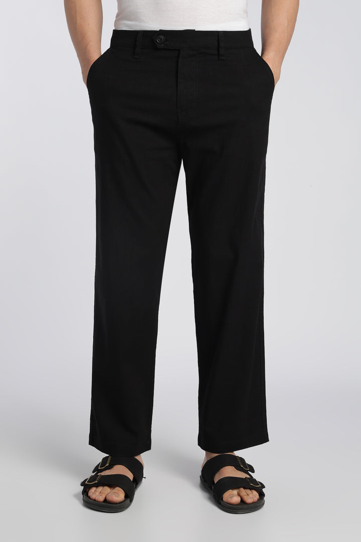 Men’s Black Relaxed Linen Casual Pants